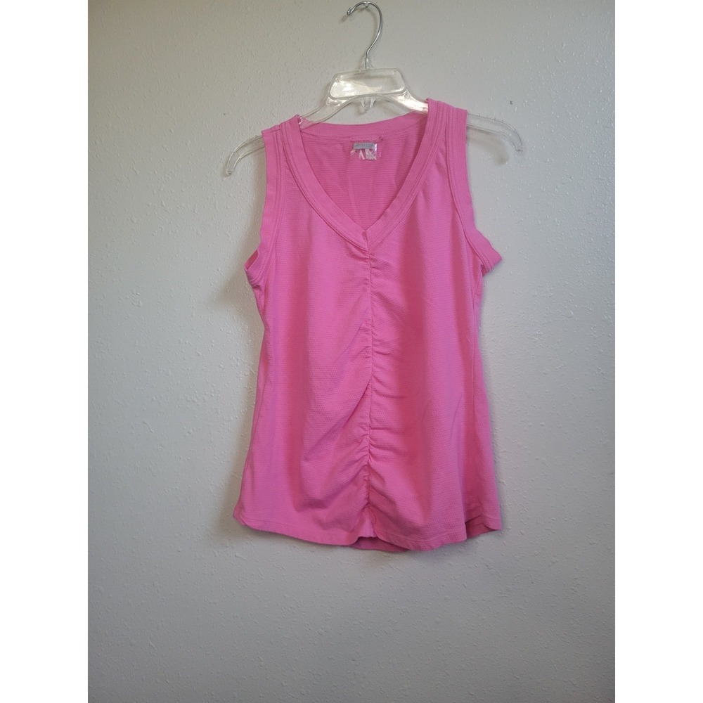 Athleta Ruched V Neck Tank Top Women's Pink Athletic Workout Top Sz M